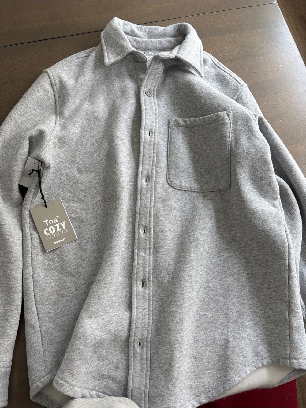 TNA Cozy Men's Light Gray Button-Up Shirt Jacket